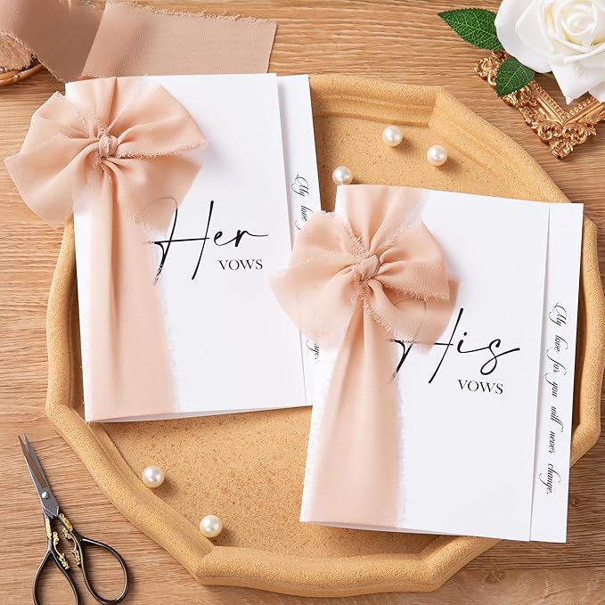 DORIS HOME Pink and Cream Chiffon Ribbon for Flower Bouquet, 2" x21Yd Fabric Ribbon for Gift Wrapping, Handmade Frayed Ribbon for Wedding/Christmas Decorations