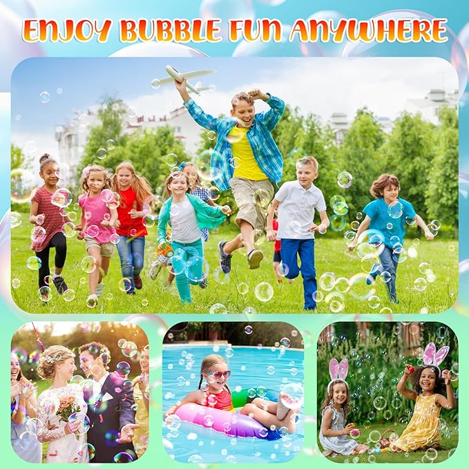 Bubble Guns for Toddlers,2 Pack Rabbit Bubble Machine for Kids, Bubble Blower with 10 Bubble Solutions,Outdoor Bubble Toy Summer Birthday Party Favors Gift for Age 3 4 5 6 7 8 Years Old Boys Girls
