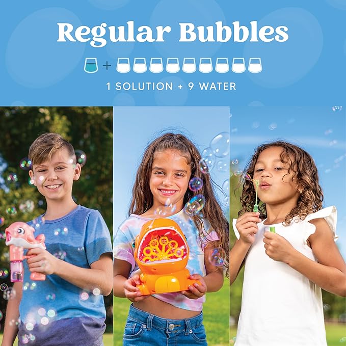 JOYIN 2 Bottles Bubbles Refill Solutions 64 oz (up to 5 Gallon), Concentrated Solution for Bubble Machine, Gun, Wand Refill Fluid Summer, Easter Toys (Double Green)