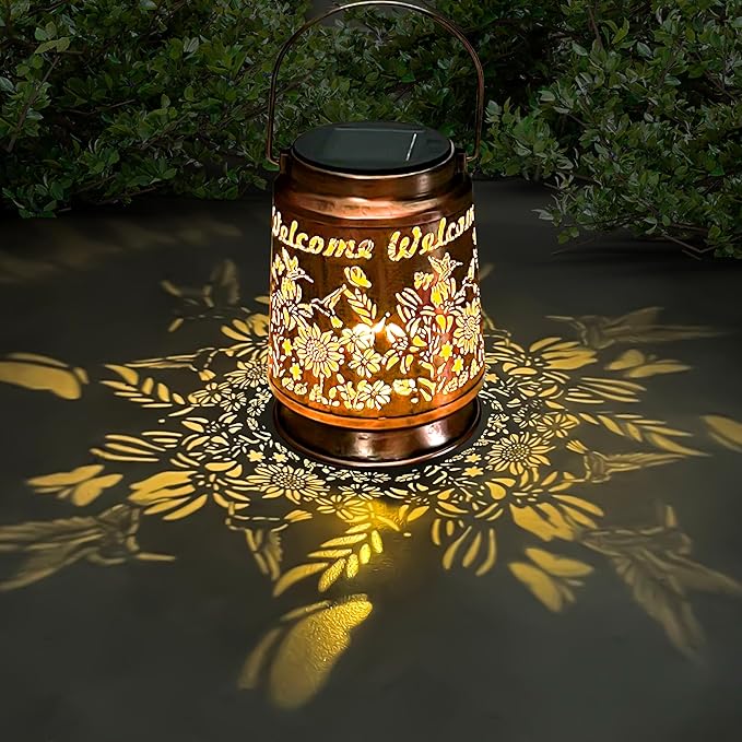 KY&BOSAM Solar Lanterns Outdoor Waterproof Unique Sunflower Garden Decor Birthday Gifts for Women Mom Grandma Hang Solar Lights Metal Solar Powered Decoration Outside for Yard Patio Backyard Pathway
