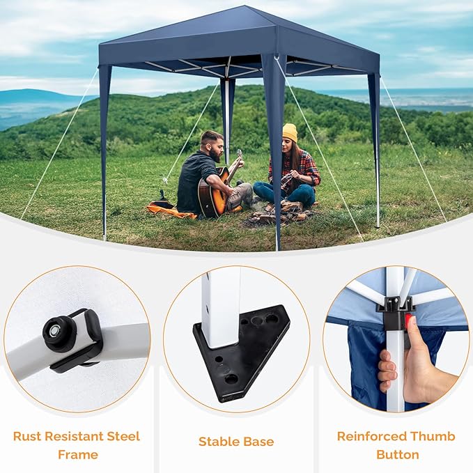 VINGLI 10x10 Pop Up Canopy Tent with Sidewalls, Outdoor Gazebo Canopy Tent, Patio Event Tents Outdoor Event Shelter for Parties (Blue)