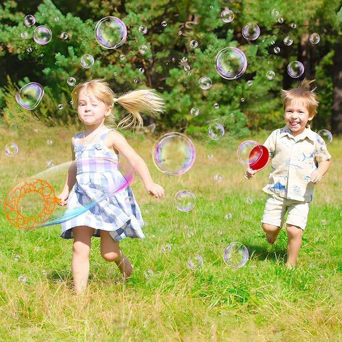 Roberly 17 PCS Big Bubble Wands Toys Set, Tray, Soft Racket, Bulk Funny Bubbles Making Toys for Kids Summer Outdoor Activities Game Birthday Party Favors