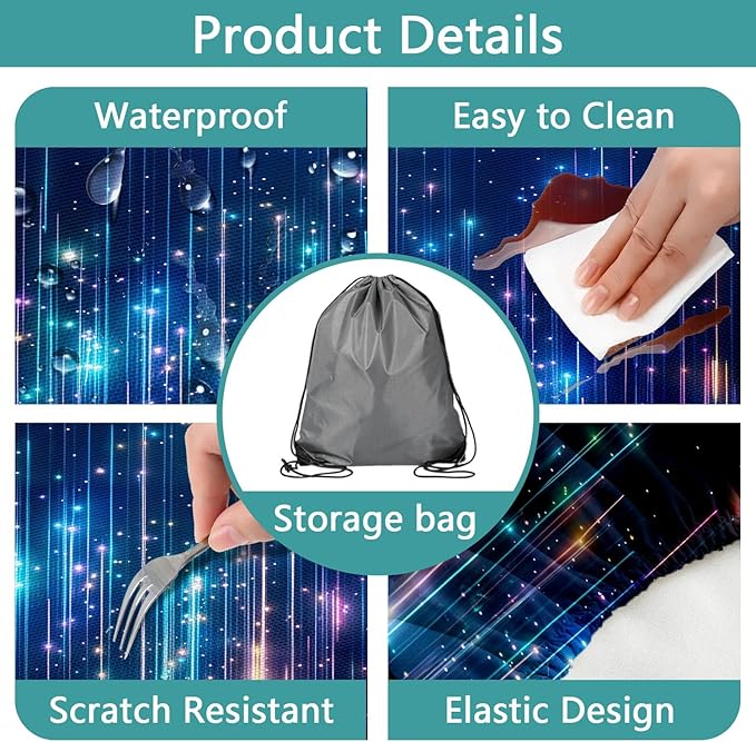 Piano Keyboard Picnic Table Cover with Bench Covers, Camping Essentials, Music Themed Waterproof Windproof, Fitted Tablecloth Cover with Elastic Edge, for Outdoor, Garden, 3 PCS, 30x60 Inch