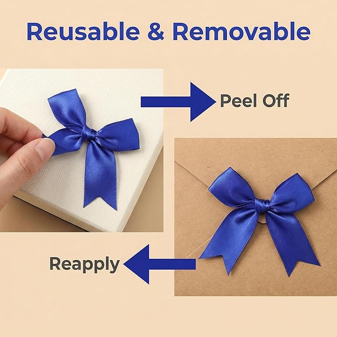 Royal Blue Gift Wrap Bows - 50 Pcs 3.3 Inch Elegant Metallic Bows for Men's Gifts, Corporate Events, Father's Day, Wedding Decor, Christmas, Birthday, Party Decorations (Includes 50 Adhesive)