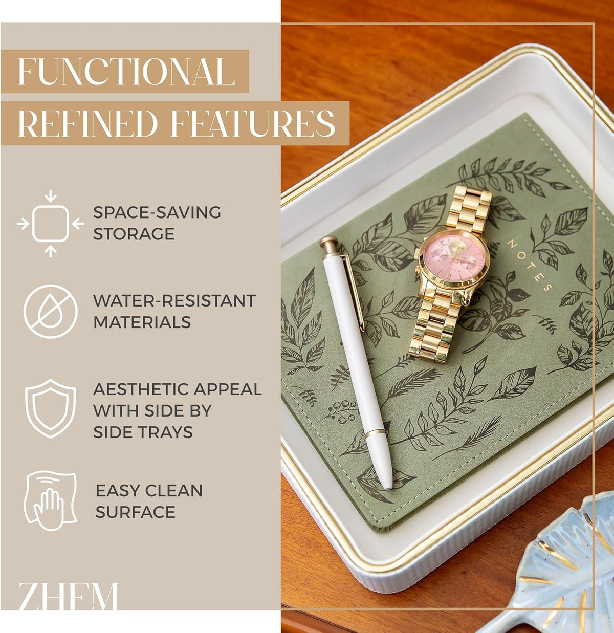 Perfume Tray for Women Valet Tray Night Stand Bedside Organizer, Perfume Organizer Catchall