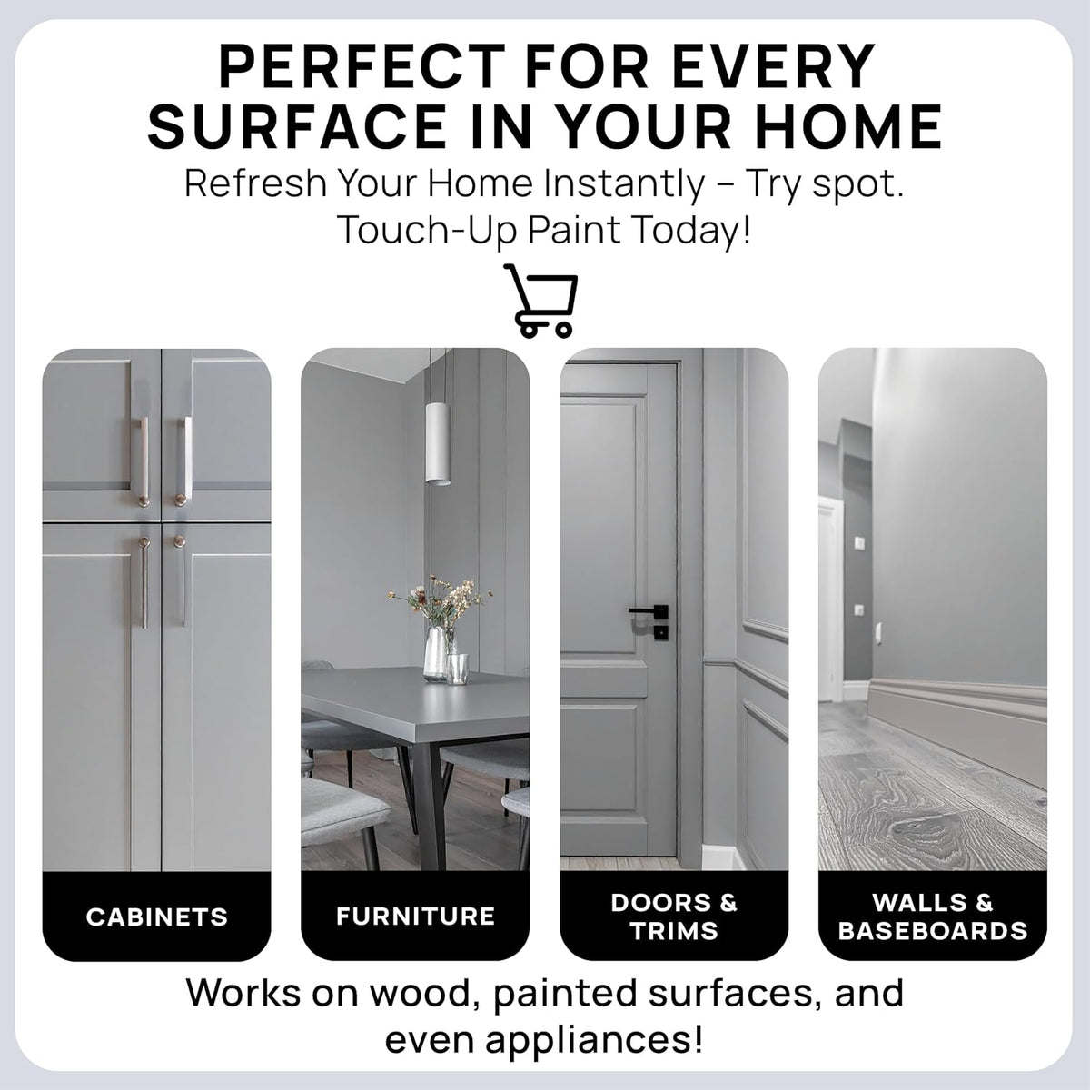 spot. Touch-Up Paint | Matte Finish for Cabinets, Walls, Doors & Furniture | Multi-Tone Gray Repair Kit | Quick-Dry, Self-Priming, Low-Odor, Eco-Friendly | No-Sanding or Primer Needed | 3 Pack