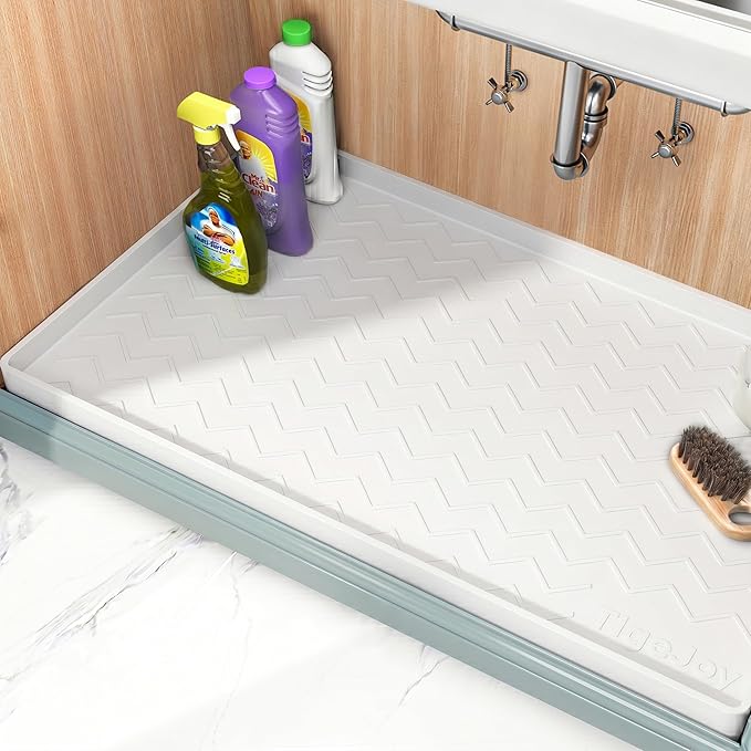 TigeJoy 34" x 22" Under Sink Mats for Kitchen Waterproof, Leak-Proof Silicone Mat Sink Protector and Cabinet Liner, Kitchen Essentials Organizer and Storage, Boot or Shoe Tray, Pet Feeding Mat
