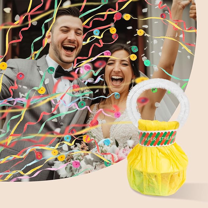100 Pcs Hand Throw Streamers, Colorful Confetti Poppers with No Mess Streamers,Graduation Birthday & Engagement Party Favors Supplies