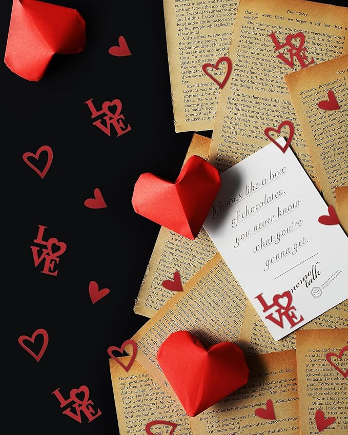 Penta Angel 100Pcs Love Heart Confetti Red Love Letter Table Scatter Confetti Sprinkles for Valentine Day Wedding Engagement Anniversary Party Decoration (Heart, Red)