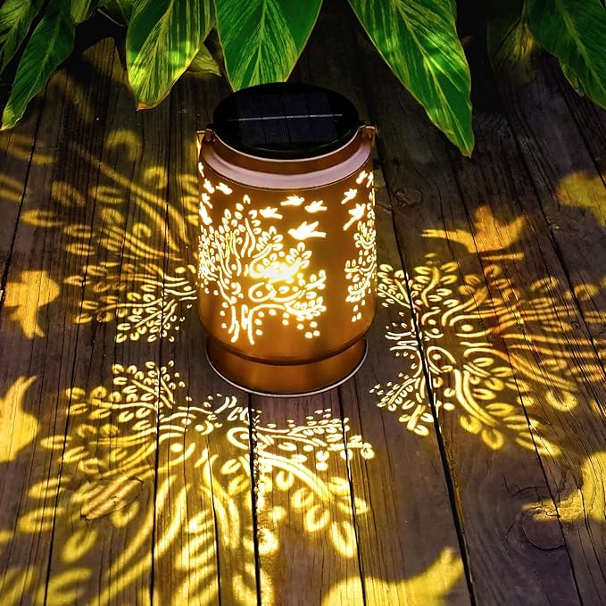 Solar Lanterns Outdoor Metal Garden Mothers Day Gifts for Women Mom Waterproof Hanging Solar Lights Decorative Large Outdoor Lantern with Upgraded 2000mAH Battery, Decorations for Garden Patio Yard