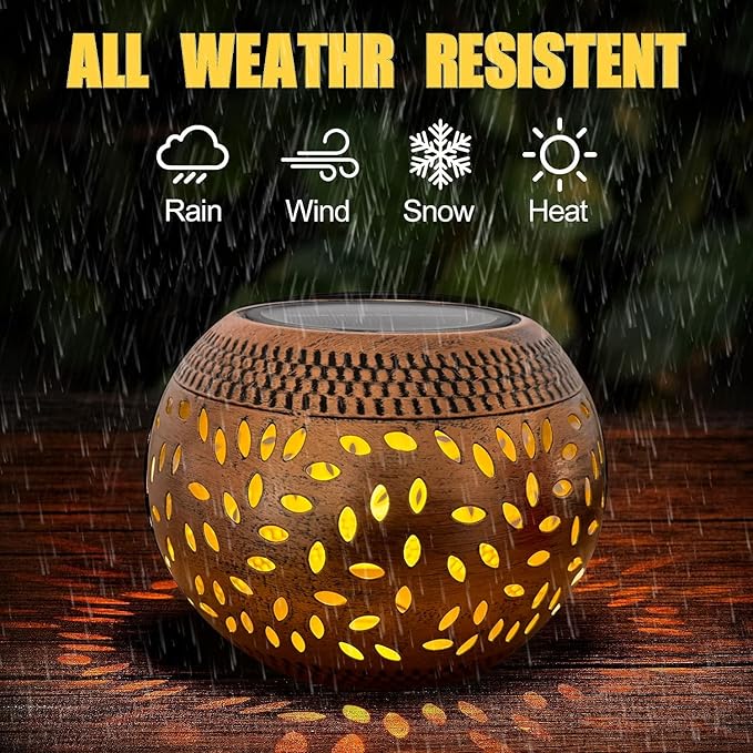 Solar Table Lanterns Outdoor Waterproof - LED Lamp Bronze Metal Table Lights -Solar Powered Decorative Lantern for Desk Patio Garden Pathway Yard(1 Pack)