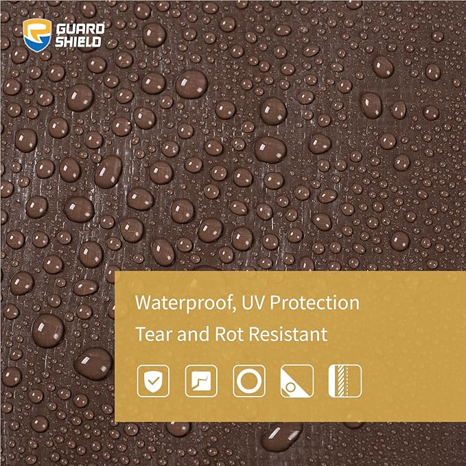 GUARD SHIELD Tarps Heavy Duty Waterproof 8x10 Feet Brown/Bright Silver Poly Tarp Cover Outdoor Thick UV Resistant Tarpaulin with Grommets 10mil