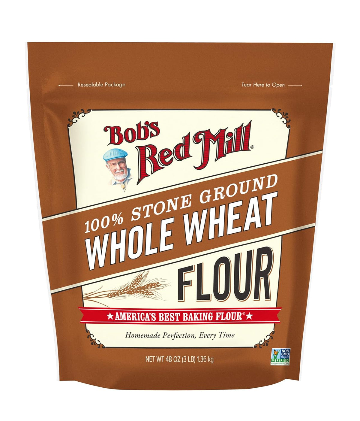 Bob's Red Mill Whole Wheat Flour, 3lb (4 Pack)