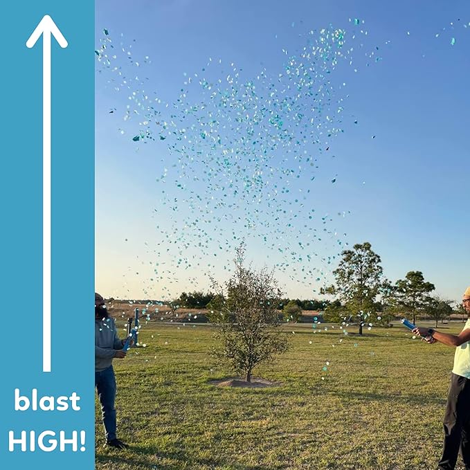2 Pack Confetti Cannon Confetti Poppers | Biodegradable Blue Confetti | TUR Party Supplies | Launches Up to 25ft | Giant (12 in) | Party Poppers for Graduation, Birthdays, Weddings, and Memorial Day