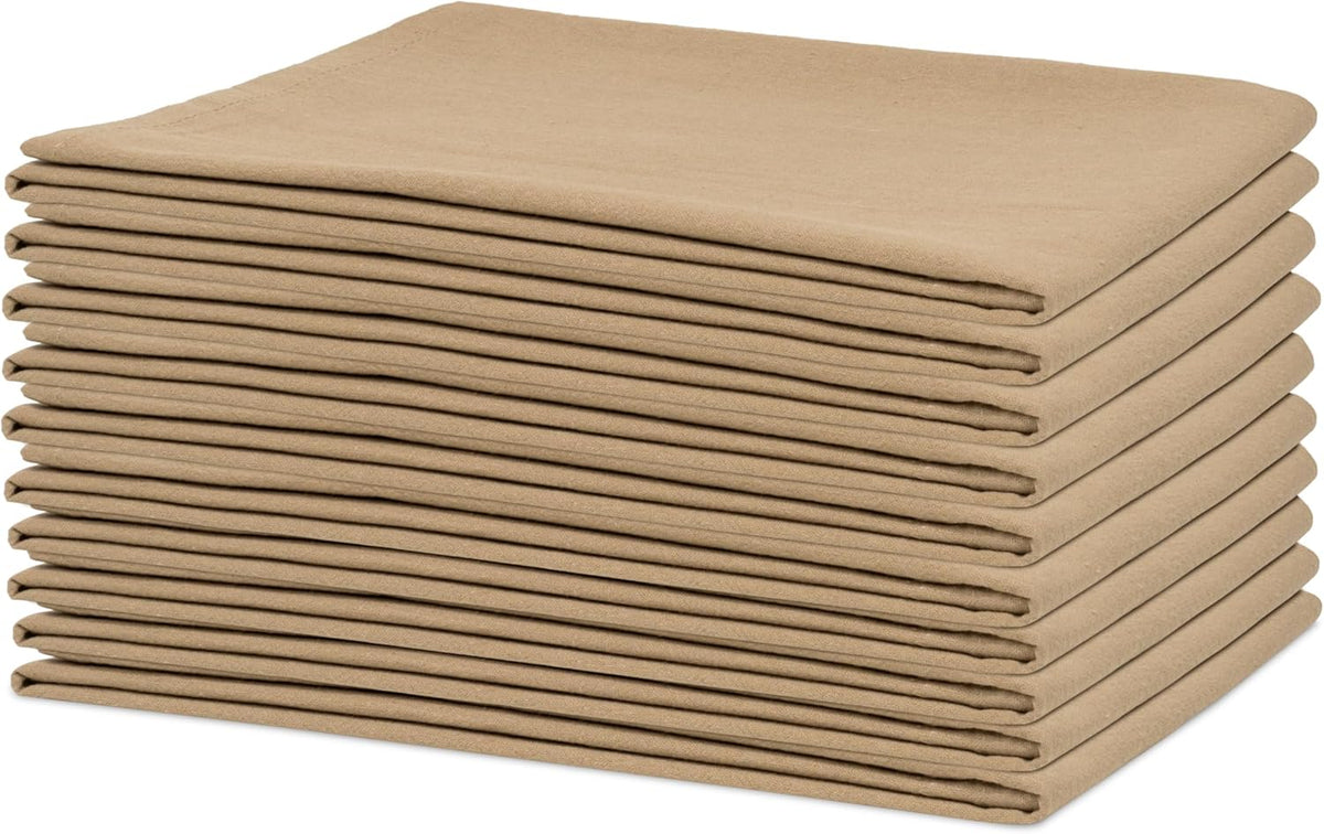Organic Cotton Beige Flour Sack Towels - 10 Pack, 27"x27", Highly Absorbent Beige Tea Towels - Kitchen Cloth for Baking, Bread Making, and Cooking