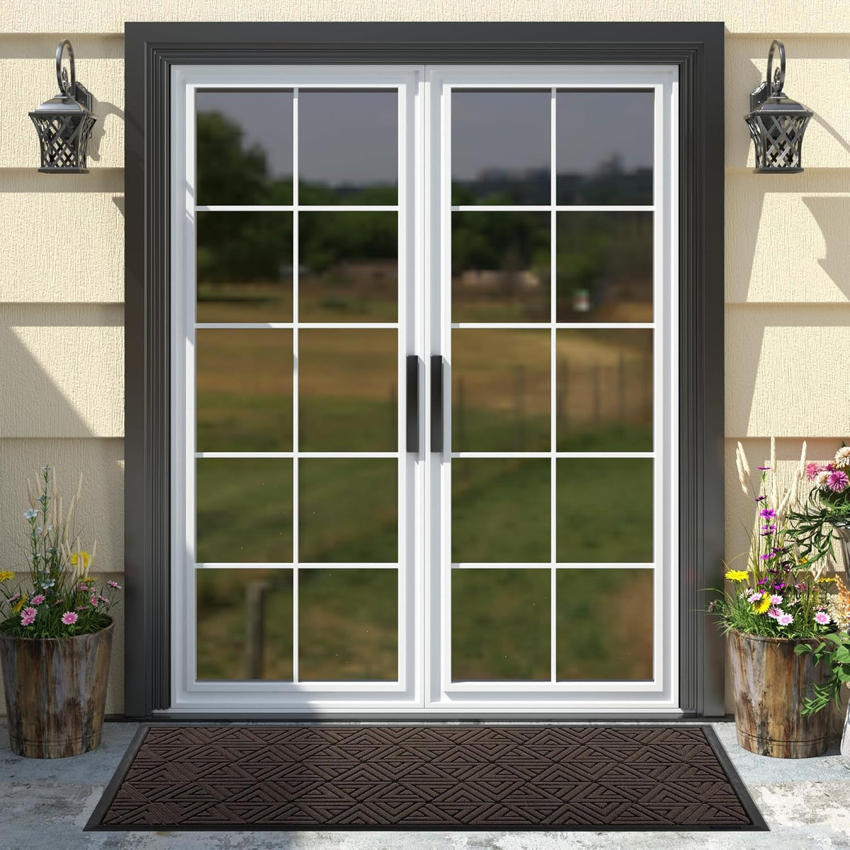Yimobra Large Door Mat 47x24, All-Weather Waterproof Non-Slip Welcome Matt Outdoor, Heavy Duty Non Slip Doormat for Entryway for Patio and Garage Indoor, Easy Clean, Brown