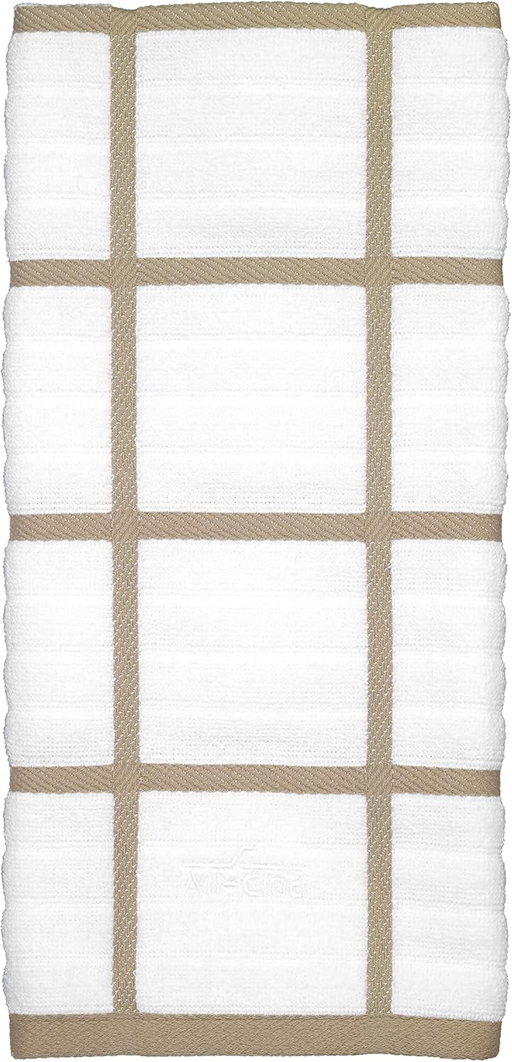 All-Clad Checked Kitchen Towel: Highly Absorbent, Super Soft Long Lasting - 100% Cotton, 17"x30" Tea Towel for Cleaning & Drying Dishes, Pans