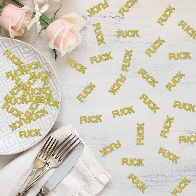 120pcs Fuck Confetti - Gold Glitter Fuck Sign Table Decoration Scatters - Funny Birthday Wedding Bachelorette Party Decorations - Divorced/Single AF Decorative Confetti