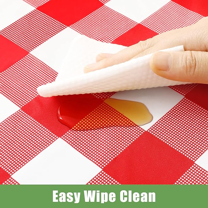 Smiry 3 Pack Red Gingham Disposable Tablecloths, 84 Inch Round Heavy Duty Plastic Table Cloth, Waterproof Buffalo Plaid Table Covers for Picnic, Banquets, Outdoor Parties
