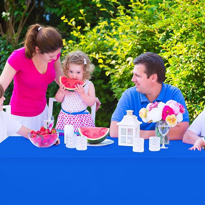 16 Pack Blue Plastic Tablecloth for Rectangle Tables, Premium Decorative Royal Blue Disposable Table Cloths for Parties, Rectangle Party Table Cover for Birthday, Wedding, Anniversary, 54 x 108 Inch