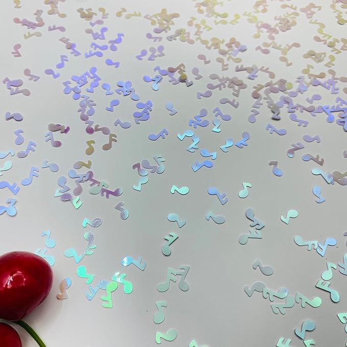 3000Pcs Music Confetti PVC Music Note Musical Confetti for Music Party Recital Reception Baby Shower Wedding and Birthday Party Decoration (White)