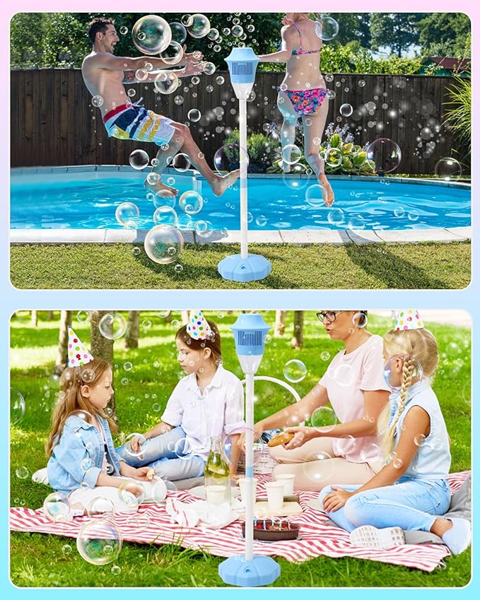Automatic Bubble Machine for Kids,Standing Torch Bubble Maker with Light/Music for Toddlers, Height Adjustable Up 21 to 47 Inches,Pecfect for Birthday and Outdoor Party, Gifts