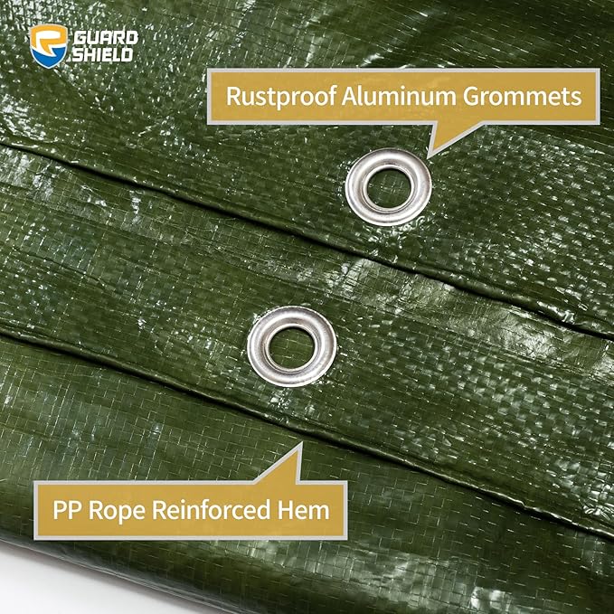 GUARD SHIELD Green Tarp Waterproof 10x16 Feet Medium Duty All Purpose Poly Tarps Cover 7mil (2-Pack)