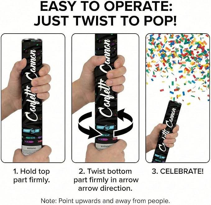 Multicolor Confetti Cannon 2pc, Biodegradable Confetti Poppers, Party Poppers for 2026 New Year’s Eve, Christmas, Birthdays & Celebrations, Confetti Blaster Shooters