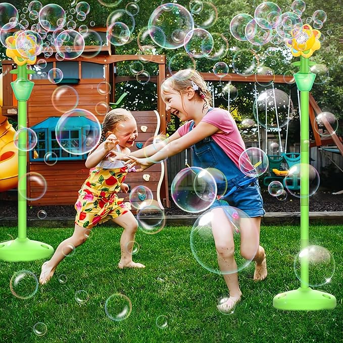 Palksky Bubble Machine for Kids Toddlers, Flower Bubble Maker with Lights for Parties, Rechargeable Automatic Bubbles Blower Machine for Outdoor Wedding Birthday Party