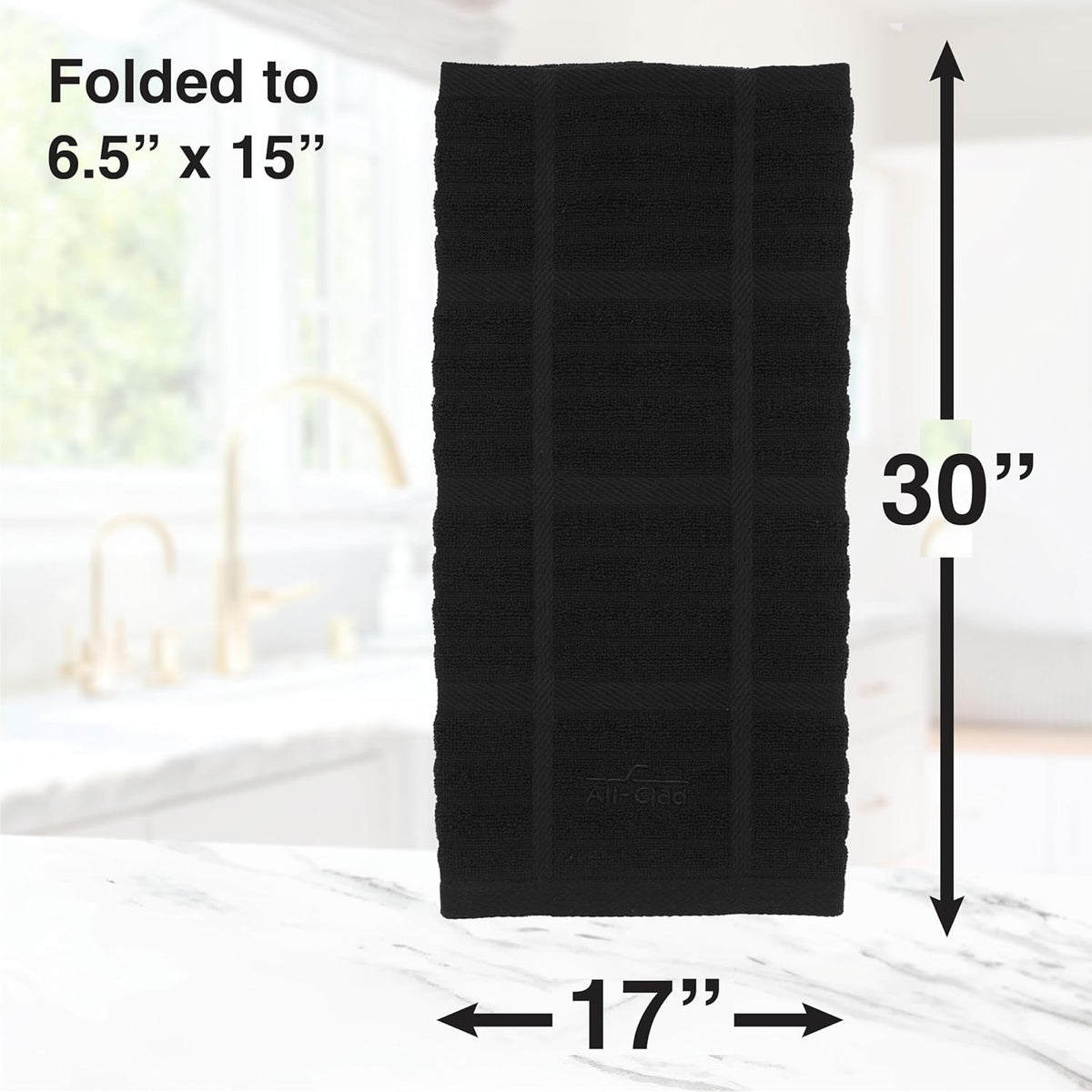 All-Clad Solid Kitchen Towel: Highly Absorbent, Super Soft Long Lasting - 100% Cotton, 17"x30" Tea Towel for Cleaning & Drying Dishes, Pans