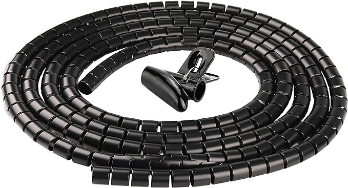Cable Sleeve Organizer 10FT Coiled Tube Sleeve Cable Management Sleeve for Home Office PC TV Black