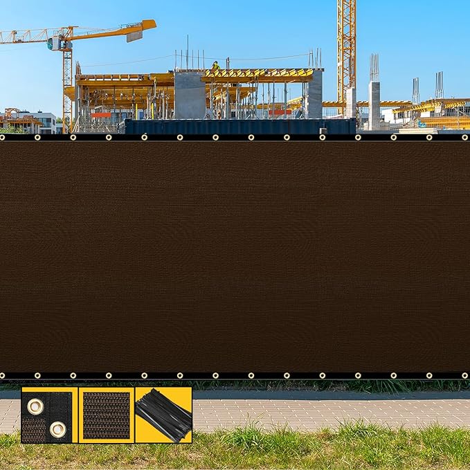 Customized 8' x 96' Brown Fence Privacy Screen,with Bindings & Grommets,Heavy Duty for Gardens,Backyard,Patio,Tennis Court,Pool,Construction Project, We Make Custom Sizes