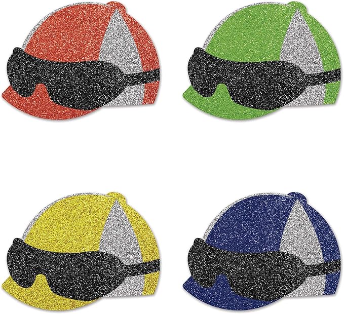 Beistle Horse Racing Jockey Helmet Confetti 1.5 Ounces, Equestrian Theme Race Day Decorations, Racehorse Party Supplies