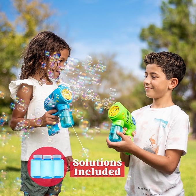 JOYIN 3 Bubble Guns Kit with 3 Solutions for Kids, Bubble Blaster for Summer Toy, Party Favors, Birthday, Outdoor & Indoor Activity, Birthday Gift