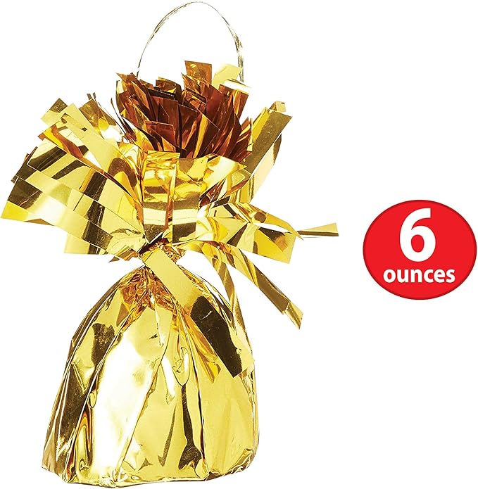 Beistle 50804 GD Metallic Wrapped Balloon Weights, Gold, 6 Ounces, 12-Piece