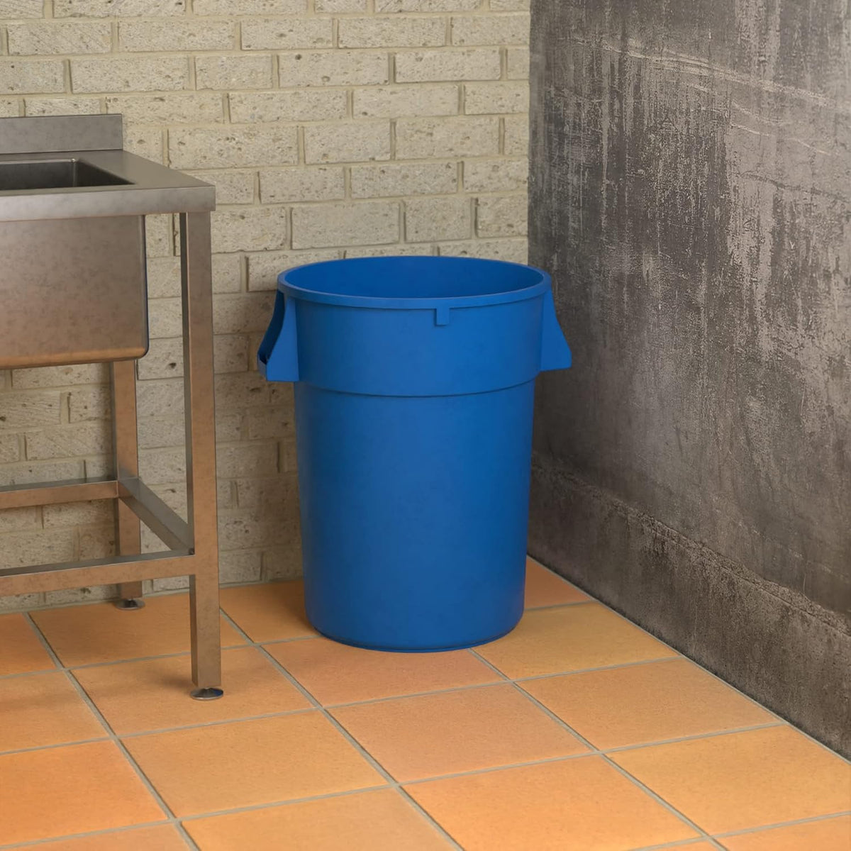 44 Gallon Blue Round Commercial Trash Can