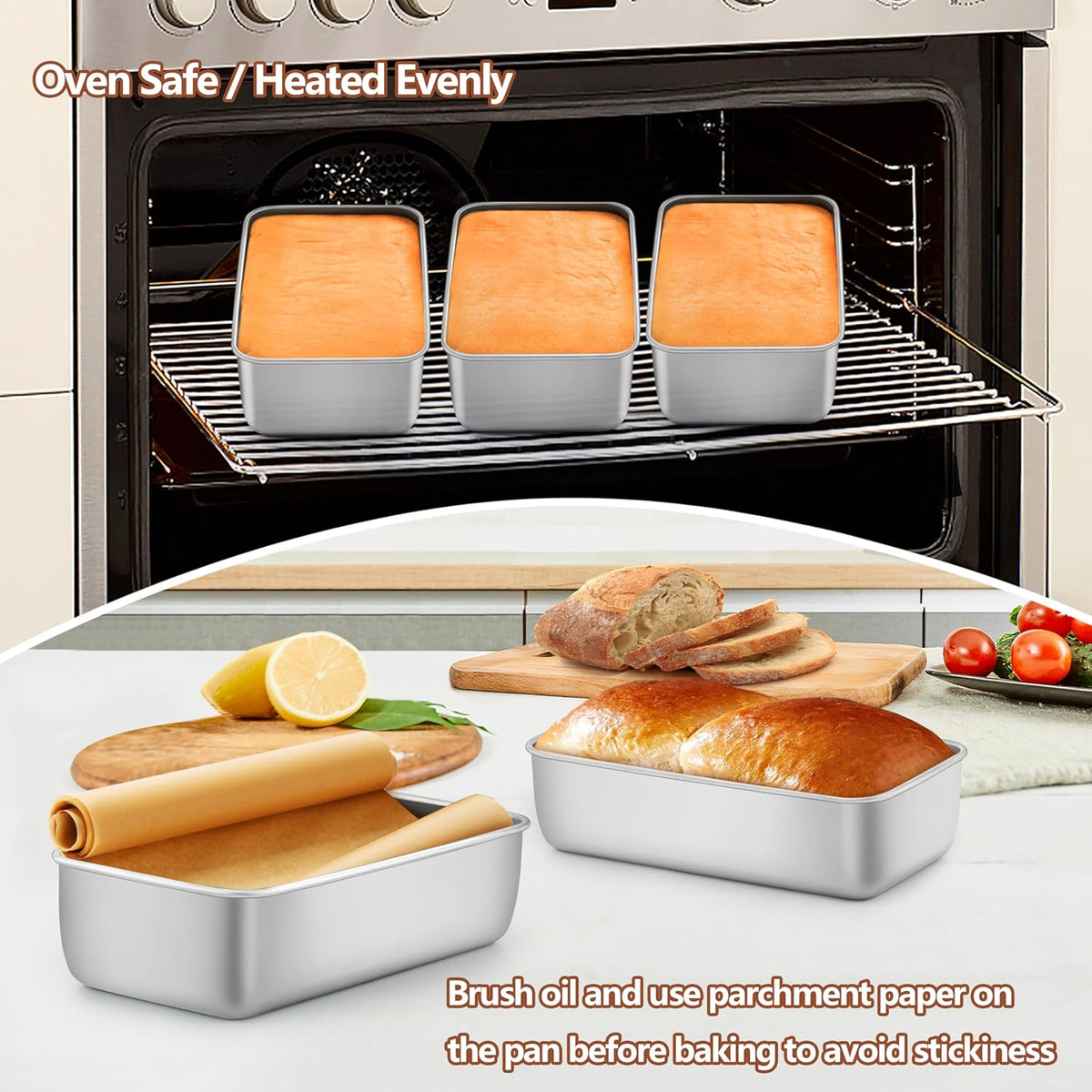 LIANYU 9 Pack Bread Loaf Pans for Baking 9x5Inch, Stainless Steel Meat Bread Baking Pans, Loaf Tin for Homemade Banana Sandwich Sourdough