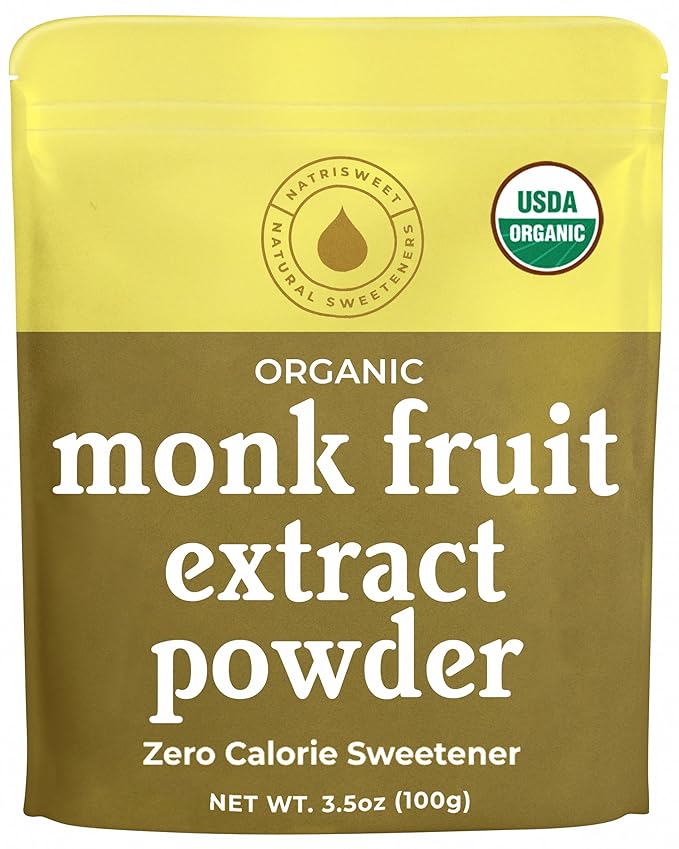 Monk Fruit Extract Sweetener, 3.5 oz, Pure USDA Organic with No Fillers Zero Calories, Zero Carbs, Keto & Paleo Friendly Sugar Substitute