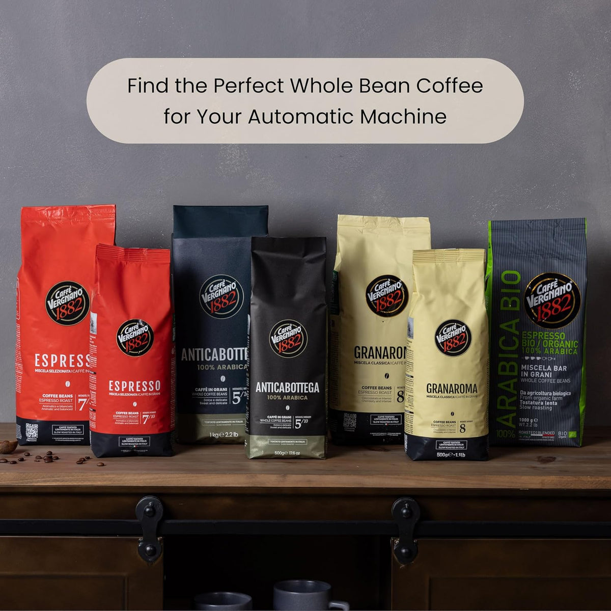 Caffe Vergnano Antica Bottega Whole Bean Coffee, Coffee Beans, 1.1 lb
