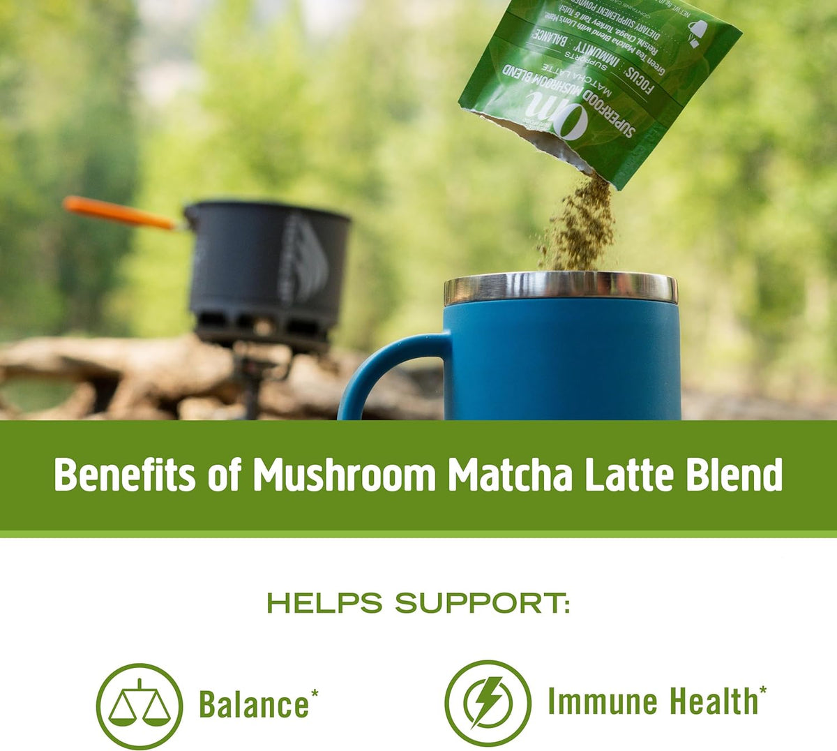 Om Mushroom Superfood Matcha Latte Blend Mushroom Powder, 8.47 Ounce Canister, 30 Servings, Green Tea, Lion's Mane, Reishi, Chaga, Turkey Tail