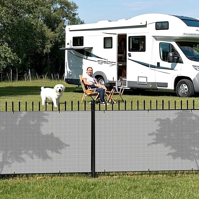 2.5' x 207' Balcony Privacy Screen Fence Cover with Zip Ties Grommets for Apartment Patio Porch Deck Backyard Outdoor (Gray)