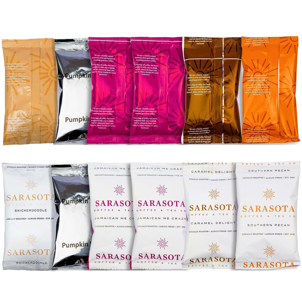 Coffee Gift Set Sampler – Flavored Ground Variety Pack | Medium Roast Low Acid Mold-Free Packets | Gourmet Pre-Measured 2oz Bags for 12 Cup Drip Makers, 12-Count – Sarasota