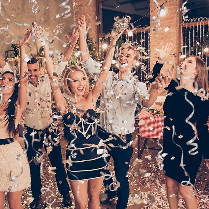 Party Confetti for Wedding Birthday Graduation Baby Shower Anniversary Christmas New Year's Kids Fun Party Supplies Decorations and Favors (Silver 2)