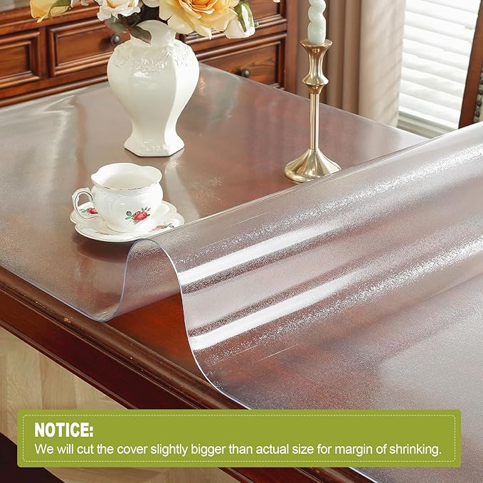 Frosted Clear Table Protector 17 x 24 Inch, 2mm Thick Plastic Table Cover, Waterproof PVC Clear Table Cover Protector, Desk Protector Mat, Writing Desk Pad for Desktop, Coffee & Dining Room Table