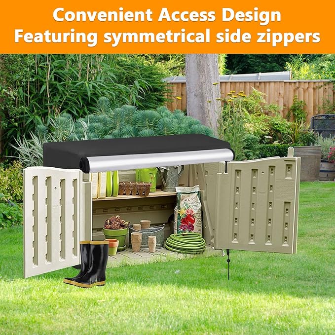 Outdoor Storage Shed Cover for RubberMaid, Waterproof Rubber Made Outdoor Storage Deck Box Cover 4.5Ft ,Heavy Duty Patio Cabinet Covers for Lawn Furniture, 55.5"W x 29"D x 35"H