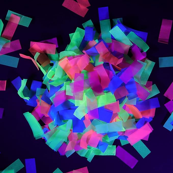 Ultimate Confetti, Multicolor UV Glow Rectangular Biodegradable Confetti -Tissue Paper Flame-Resistant & Slow-Falling Confetti for Cannon and Launcher use - Best for Celebrations - 1 lb, 16 oz