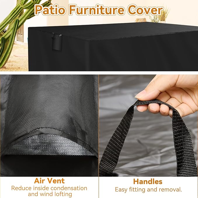 TUOKING Outdoor Furniture Covers Heavy-Duty 420D Waterproof Cover,All-Weather Patio Furniture Protector for Sofa,Chairs & Table-UV-Resistant,Anti-Tear Dustproof Covers (Black, 53"L x 53"W x 30"H)