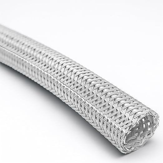 Electriduct 1" Hook Self Closing Sleeve Braid Wrap Around Sleeving Flame Retardant Flexible Mesh Cord Cover Cable Protector Wire Organizer - 50 Feet - White