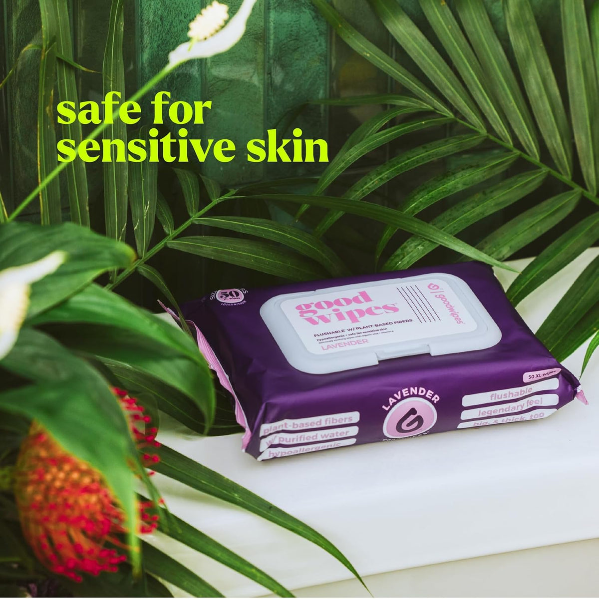 goodwipes Flushable Wipes Travel Size - Extra Large Adult Wet Wipe - On-the-Go Portable Wipes - Sewer & Septic Safe - Hygiene Essentials - Botanical Bliss & Lavender, 108 Count (6 Packs)
