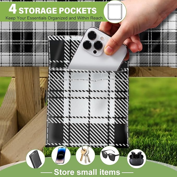 Fitted Picnic Table Cover with Bench Covers Waterproof Elastic Edges Rectangle Patio Tablecloth Outdoor Camping Essentials Stuff Rv Accessories Summer Trip Travel Camper Gifts for Woman Men, 72in 6 ft